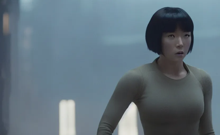 Prompt: movie still of motoko kusanagi as luv in bladerunner 2 0 4 9 directed by denis villeneuve