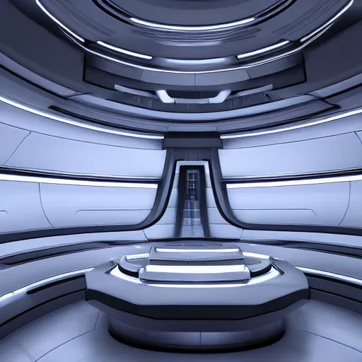 Prompt: interior of an alien spaceship, photorealistic, render,