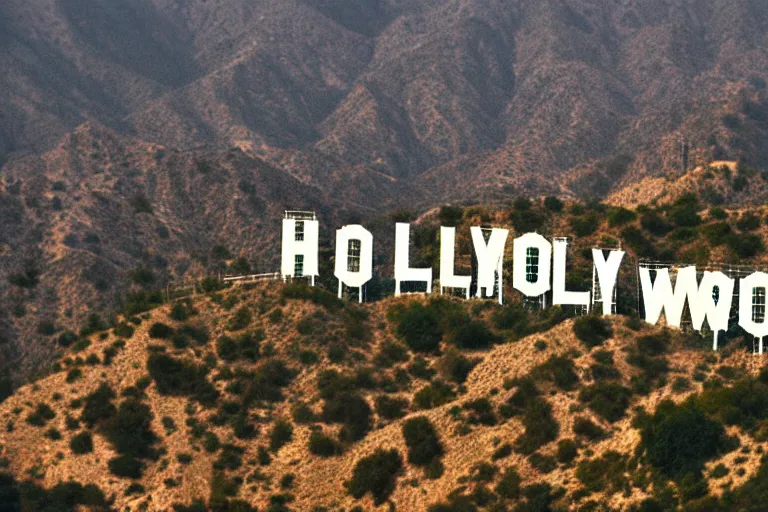 Prompt: Hollywood sign 4k 40mm photograph