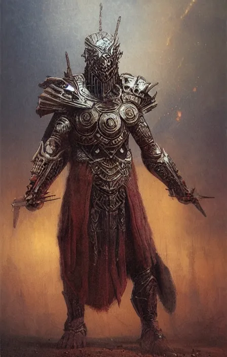 Image similar to thunder overlordconcept, wearing thunder armor, ancient greek ornamented armor, beksinski, weta workshop concept art