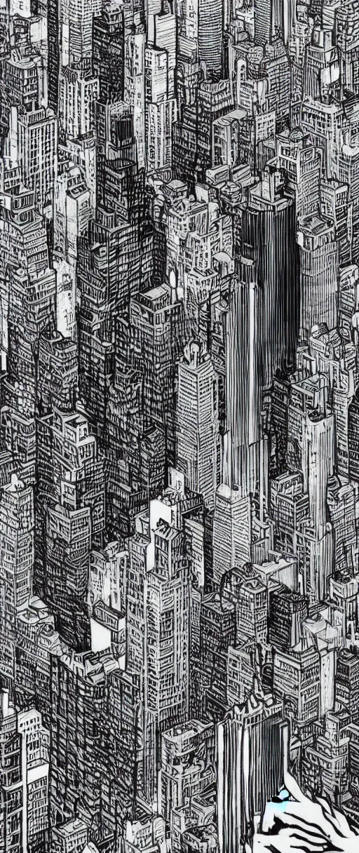 Prompt: Downtown manhatten by junji ito