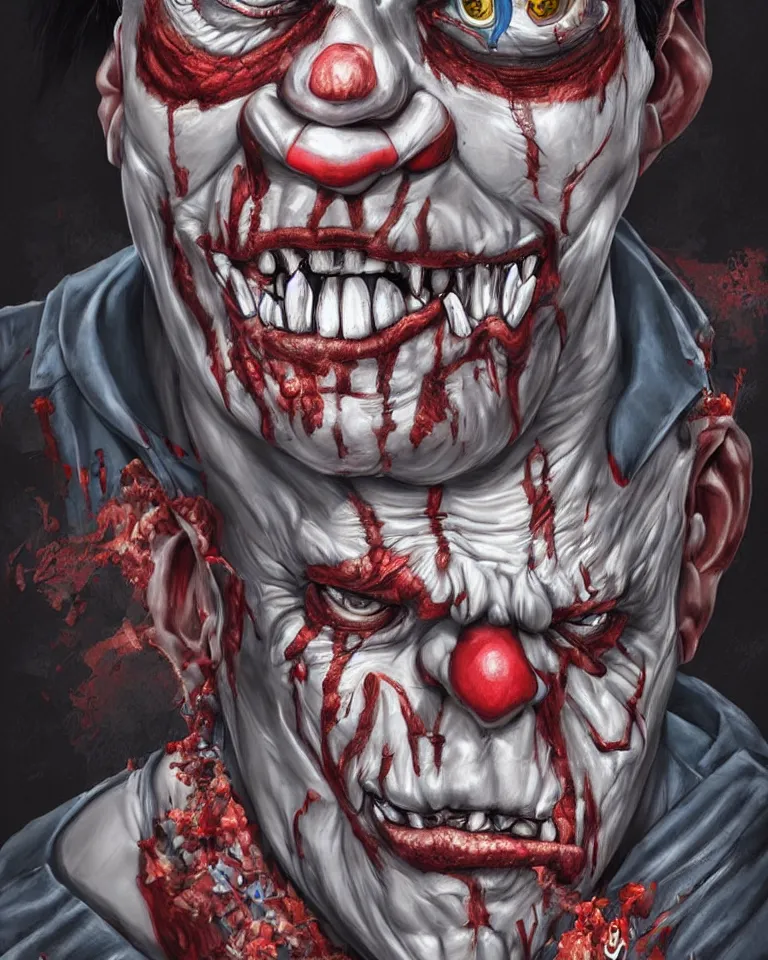 Image similar to a realistic digital painting portrait of bolsonaro as a zombie clown by artgerm