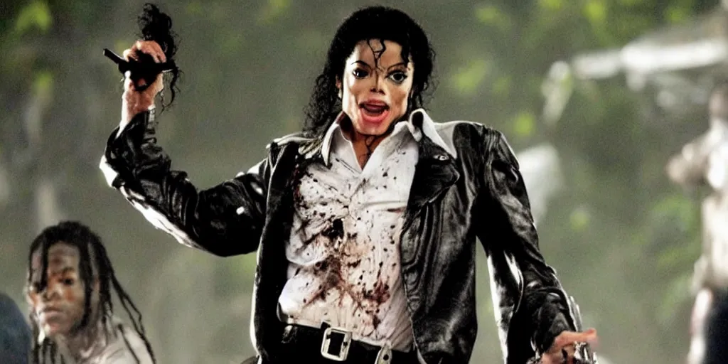 Prompt: ''sitll of michael jackson in the walking dead''