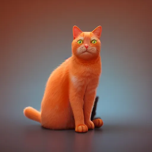 Prompt: a cat standing next to a bottle of medicine. orange cat. animal. digital art. artstation. illustration. octane render.