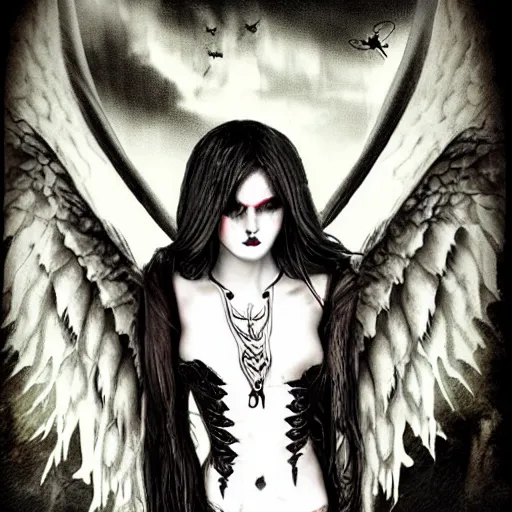 Image similar to vampiric angel, gothic