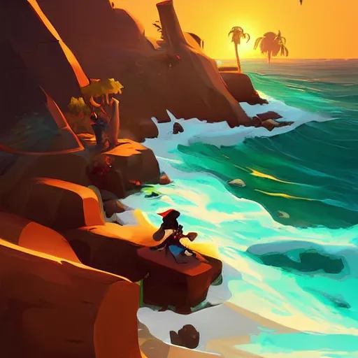 Image similar to painting treasure on sea of thieves game smooth median photoshop filter cutout vector, behance hd by jesper ejsing, by rhads, makoto shinkai and lois van baarle, ilya kuvshinov, rossdraws global illumination