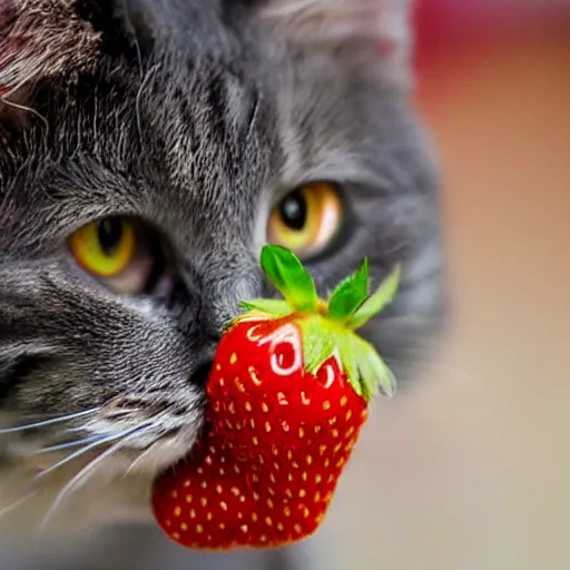 Image similar to strawberry cat , super realistic