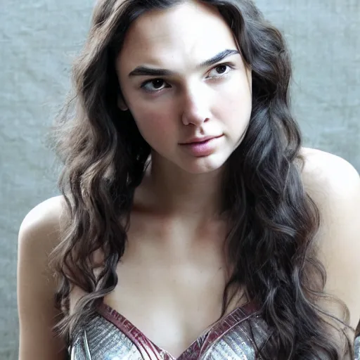 Image similar to a beautiful young girl who looks like gal gadot and rebecca fergueson portrait photo