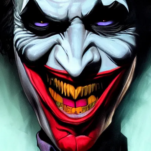 Image similar to the joker wearing the dark knight mask, snarling tweety, digital painting, amazing detail, art station, cgsociety