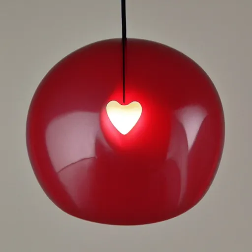 Prompt: pendant light in the shape of a heart with red accents designed by tiffany & co.