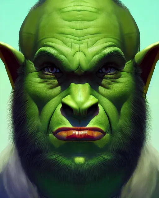 Image similar to « a portrait of a green orc chief, reddit contest winner, sots art, ilya kuvshinov, 2 d art, parallax »