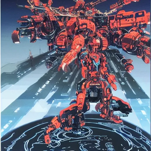 Prompt: a fullmetal neon robot crosses the infinity tori gates between reality and simulation, hanafuda oil on canvas by ivan shishkin, james jean and yoji shinkawa