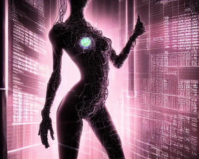 Prompt: photo of the torso of a woman plugged into a quantum computer with cables and wires. cyberpunk horror style. art by luis royo. highly detailed 8 k. intricate. nikon d 8 5 0 5 5 mm. award winning photography.