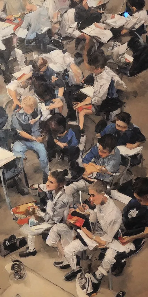 Image similar to oil painting scene from school by kim jung gi