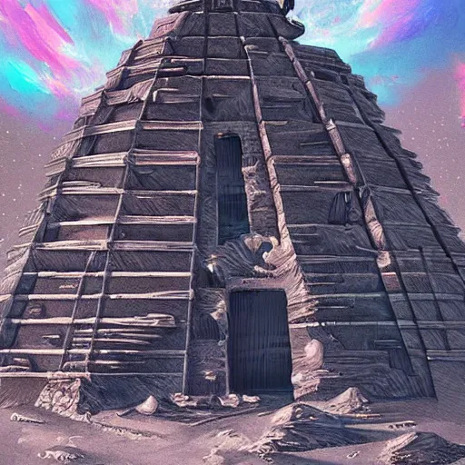 Image similar to ancient structures in the moon, retrowave epic art, trending on art station