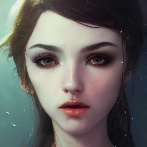 Image similar to highly detailed vfx portrait of a beautiful vampire girl, wonderful eyes, three - dimensional rendering, unreal engine, alexey gurylev, greg rutkowski, loish, rads, beeple, makoto shinkai and lois van baerle, rossdraws, tom bagshaw, alphonse mucha, global lighting, detailed and complex environment