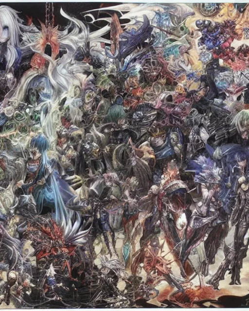 Image similar to conceptual art from from final fantasy by master artist yoshitaka amano, masterpiece w 1 0 2 4