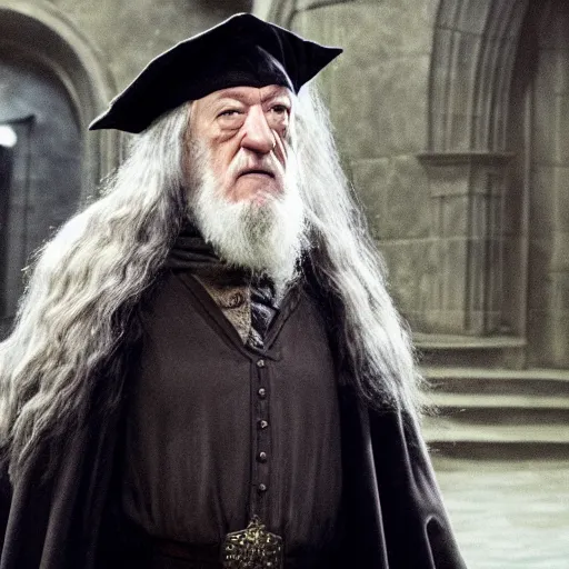 Prompt: ian mckellen as dumbledore in harry potter