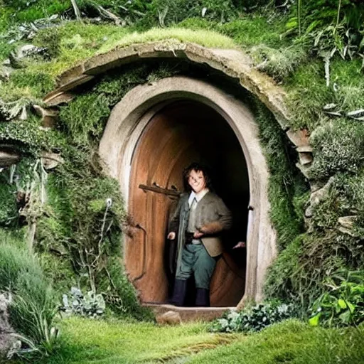 Prompt: The Shire where every hobbit is Joe Biden, photo