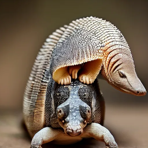 Prompt: a lizzard - armadillo - hybrid, animal photography