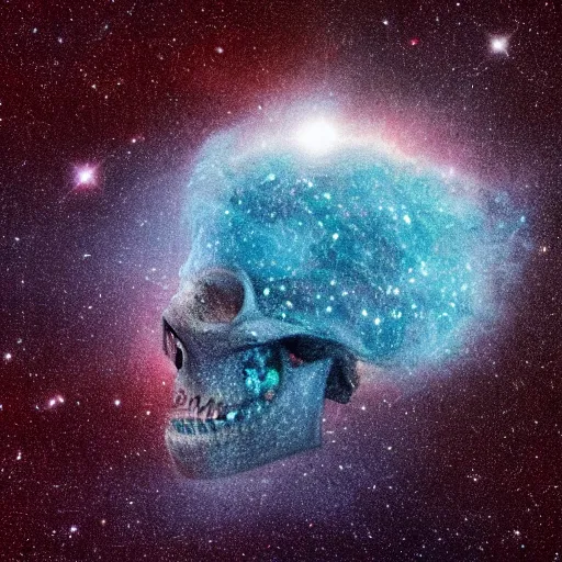 Image similar to deep space skull shaped galaxy as seen by space telescope, highly detailed photo