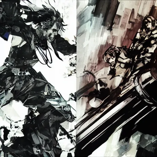 Prompt: freud the analytical and jung the mystical, videogame versus screenshot by yoji shinkawa and greg rutkowski