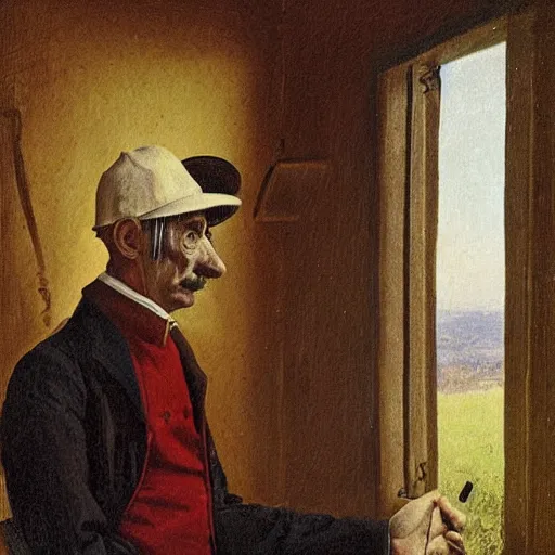 Image similar to Luigi doing selfie, artwork by Franz Sedlacek,