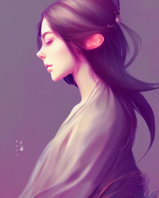 Image similar to soft pretty female with long hair, wearing gorgeous clothing, digital character illustration, artstation trending female illustration, intricate, sharp focus, hyper detailed, digital painting, matte, character art byngan pham, masterpiece