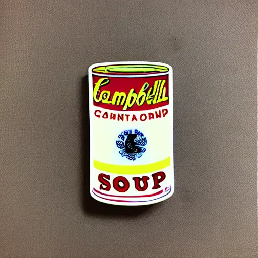 Prompt: cute campbell's soup by warhol sticker