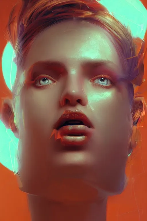 Prompt: 3 d, sci - fi, morning, happy fashion model face, sun, cinematic, lightning, clouds, vogue cover style, stanley kubrick, light red and orange mood, realistic painting, intricate oil painting, high detail, figurative art, multiple exposure, poster art, 3 d, by tooth wu and wlop and beeple and greg rutkowski