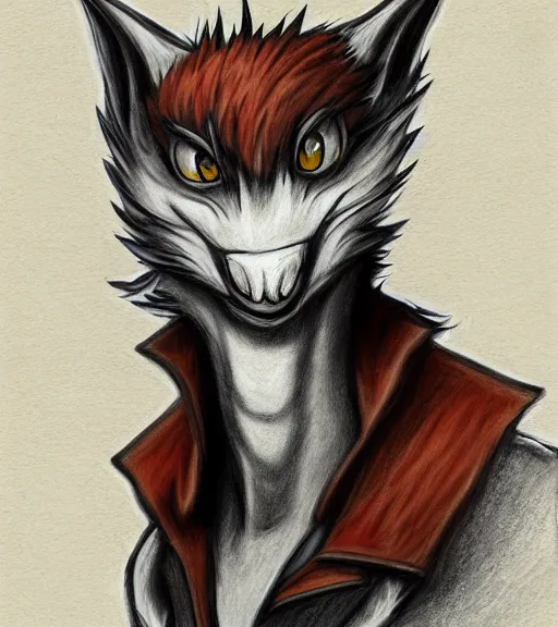 Image similar to expressive stylized master furry artist digital colored pencil painting full body portrait character study of the anthro male anthropomorphic sergal fursona animal person wearing clothes by master furry artist blotch