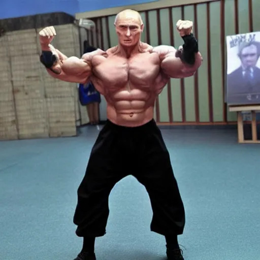 Prompt: putin with a muscular body, anime style, jojo bizarre adventure style