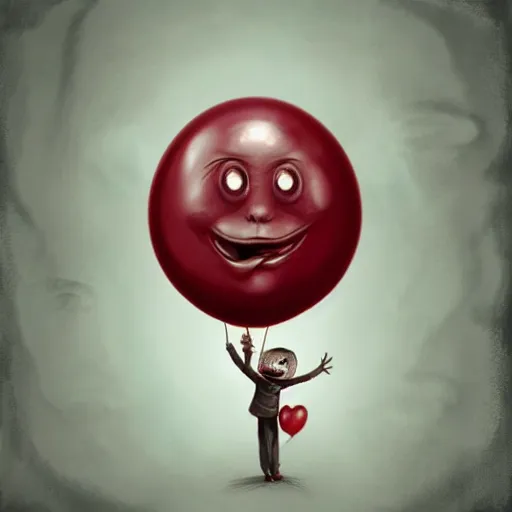 Prompt: surrealism grunge cartoon portrait sketch of a flower inside a balloon with a wide smile and a red balloon by - michael karcz, loony toons style, mona lisa style, horror theme, detailed, elegant, intricate