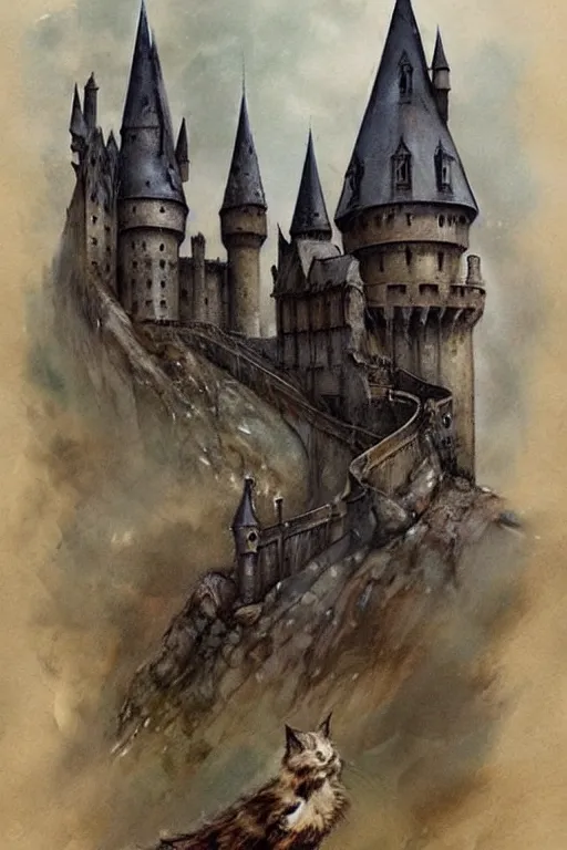 Image similar to ( ( ( ( ( 1 9 5 0 s harry potter castle!!!. muted colors. ) ) ) ) ) by jean - baptiste monge!!!!!!!!!!!!!!!!!!!!!!!!!!!