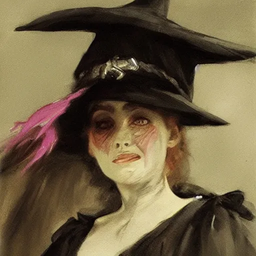 Prompt: Painting of a witch, illustration, trending on artstation, Anders Zorn, John Singer Sargent