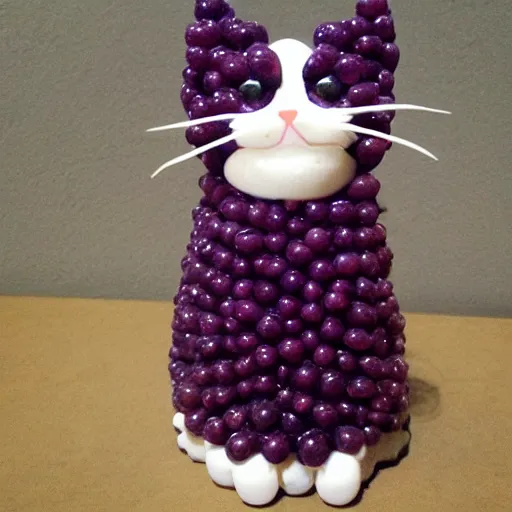 Prompt: cat made of grape