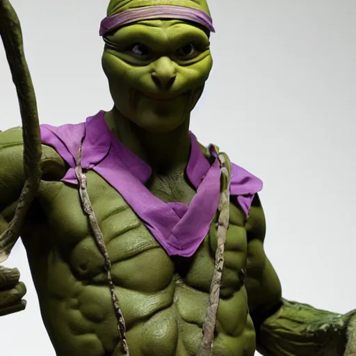 Prompt: donatello from the teenage mutant ninja turtles sculpted by donatello the renaissance artist