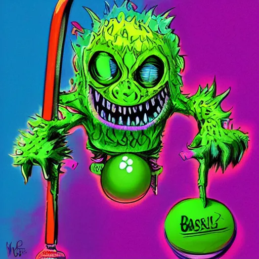 Prompt: a skateboard tennis ball monsters, colorful, digital art, fantasy, magic, chalk, trending on artstation, ultra detailed, professional illustration by basil gogos