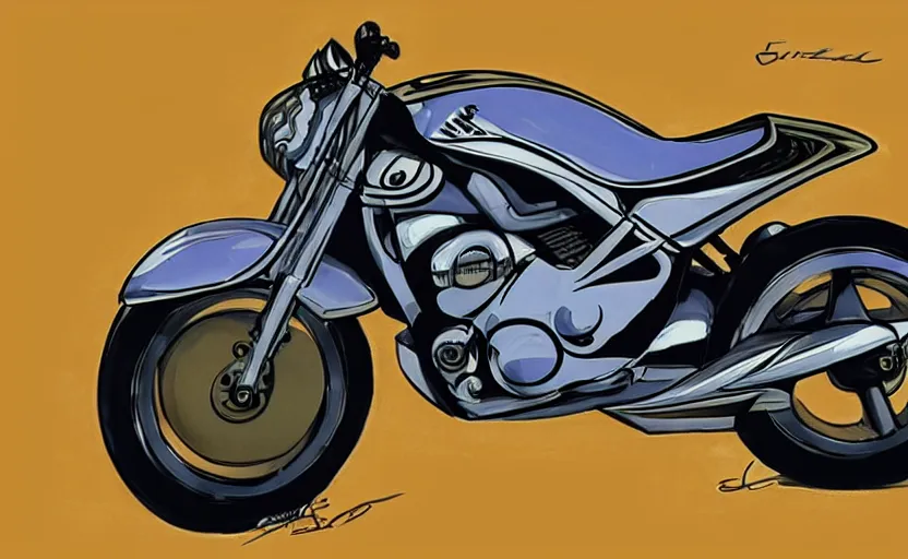 Prompt: 1 9 9 0 s suzuki streetfighter motorcycle concept, sketch, art,