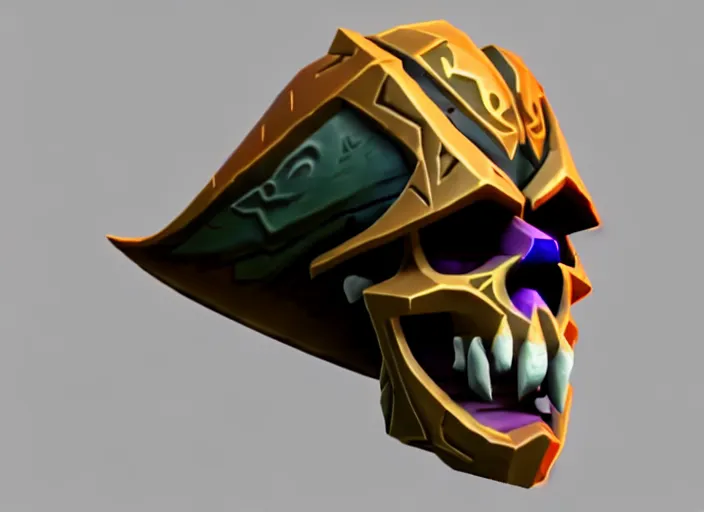 Image similar to cloaked skull, stylized stl, 3 d render, activision blizzard style, hearthstone style, crash bandicoot artstyle