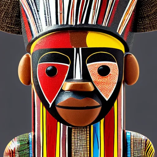 Image similar to african tribal chief vinyl art toy, detailed product photo,