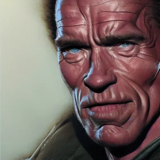 Image similar to Arnold Schwarzenegger in Total Recall, closeup character art by Donato Giancola, Craig Mullins, digital art, trending on artstation