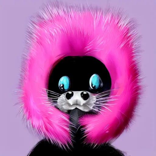 Image similar to punk anthropomorphic ferret, pink hair, digital painting, trending on ArtStation