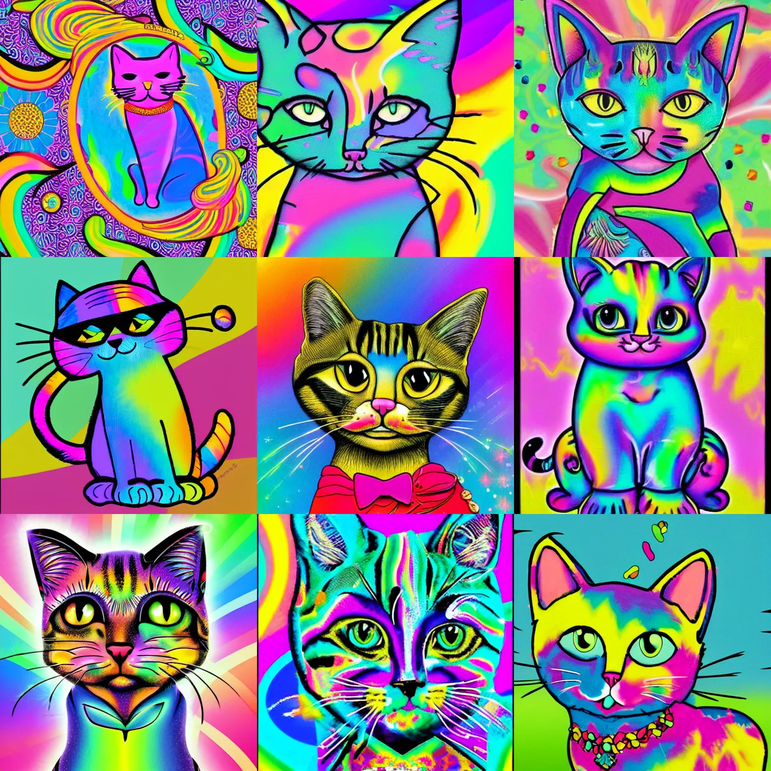 Prompt: cat in the style of lisa frank