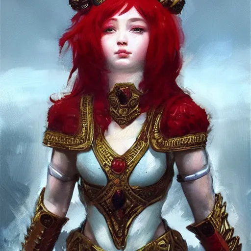 Image similar to portrait of an ancient roman character with red hair in incredible rich ornate armor, by ilya kuvshinov, by thomas lawrence, by bayard wu, trending on artstation, masterpiece