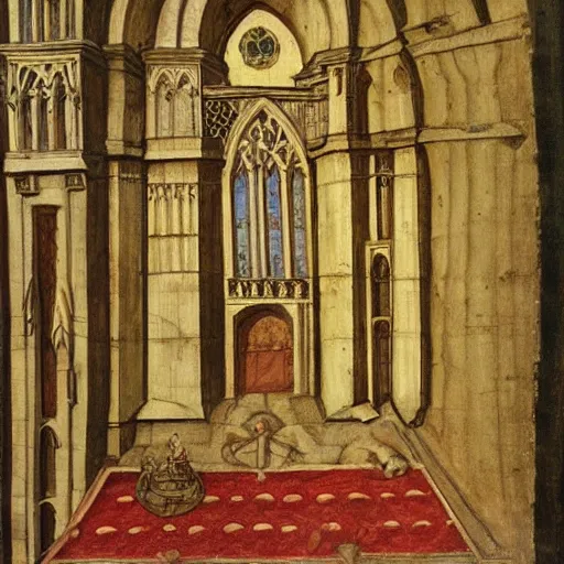 Image similar to cathedral, medieval painting, very detailed