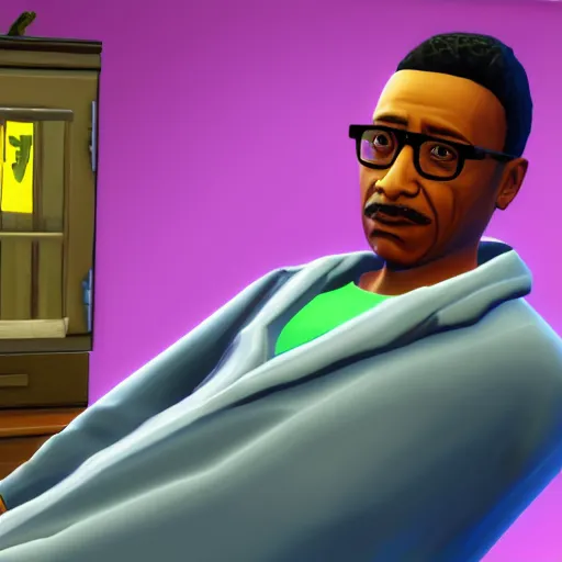 Image similar to gustavo fring selling meth in the sims 4, game screenshot, 4k