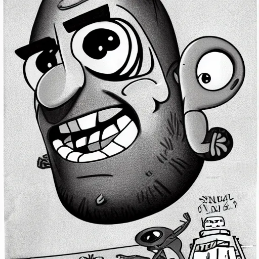 Image similar to a highly detailed drawing of dwayne johnson as a character in sponge bob square pants, animation cell by stephen hillenburg