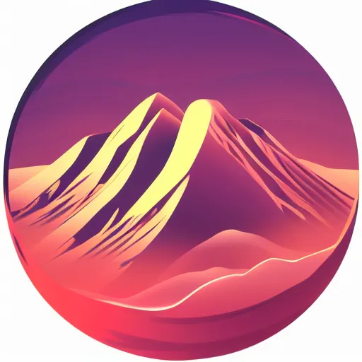 Prompt: Mountains inside a circle, vector image