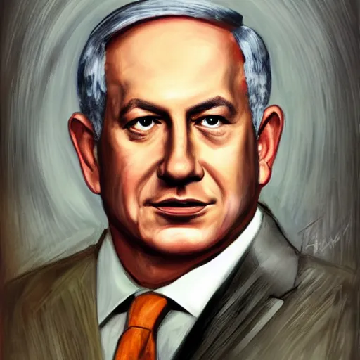 Image similar to a portrait of benjamin netanyahu by hillier dan